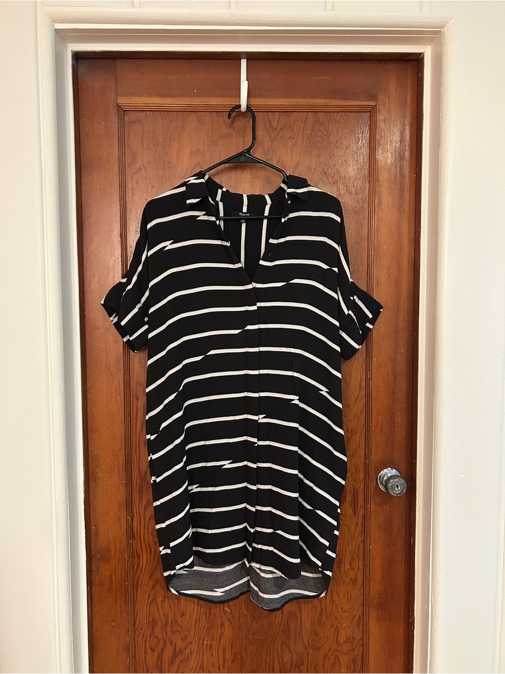 Madewell Black Breakstripe Stripe Courier Dress
